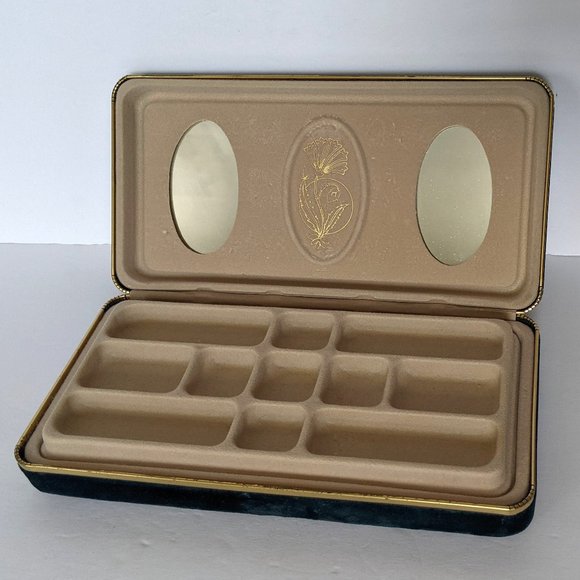 Vintage Velvet Jewelry Box Navy Blue Travel Box